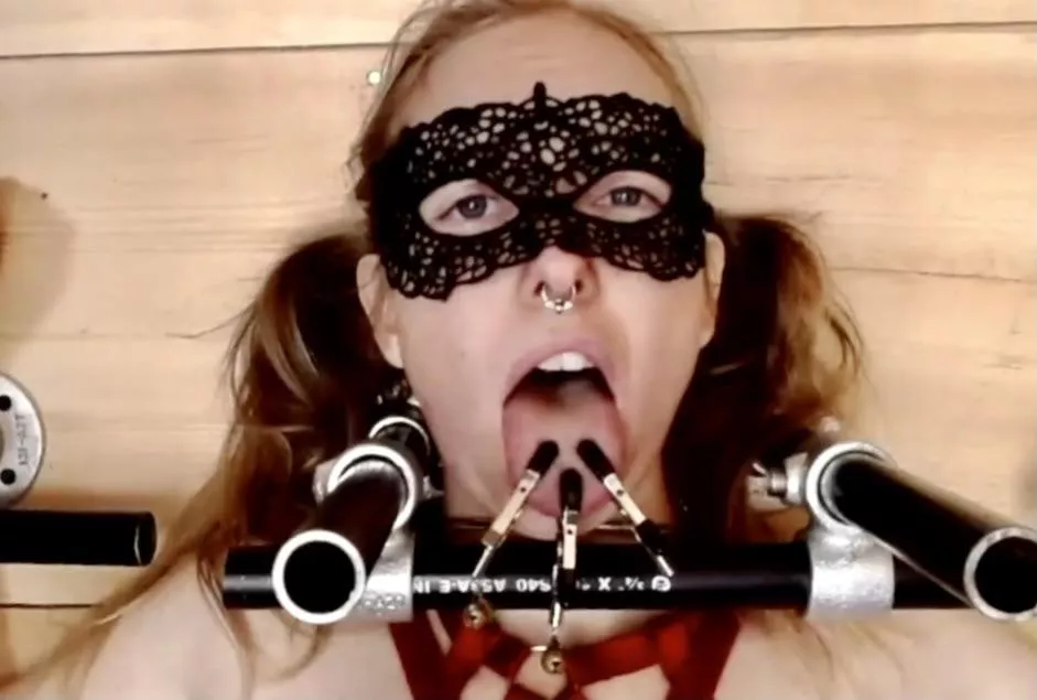 Three clamps in and dumb little Alice [f] was still attempting to speak to Daddy [m]. posted by painslut-alice