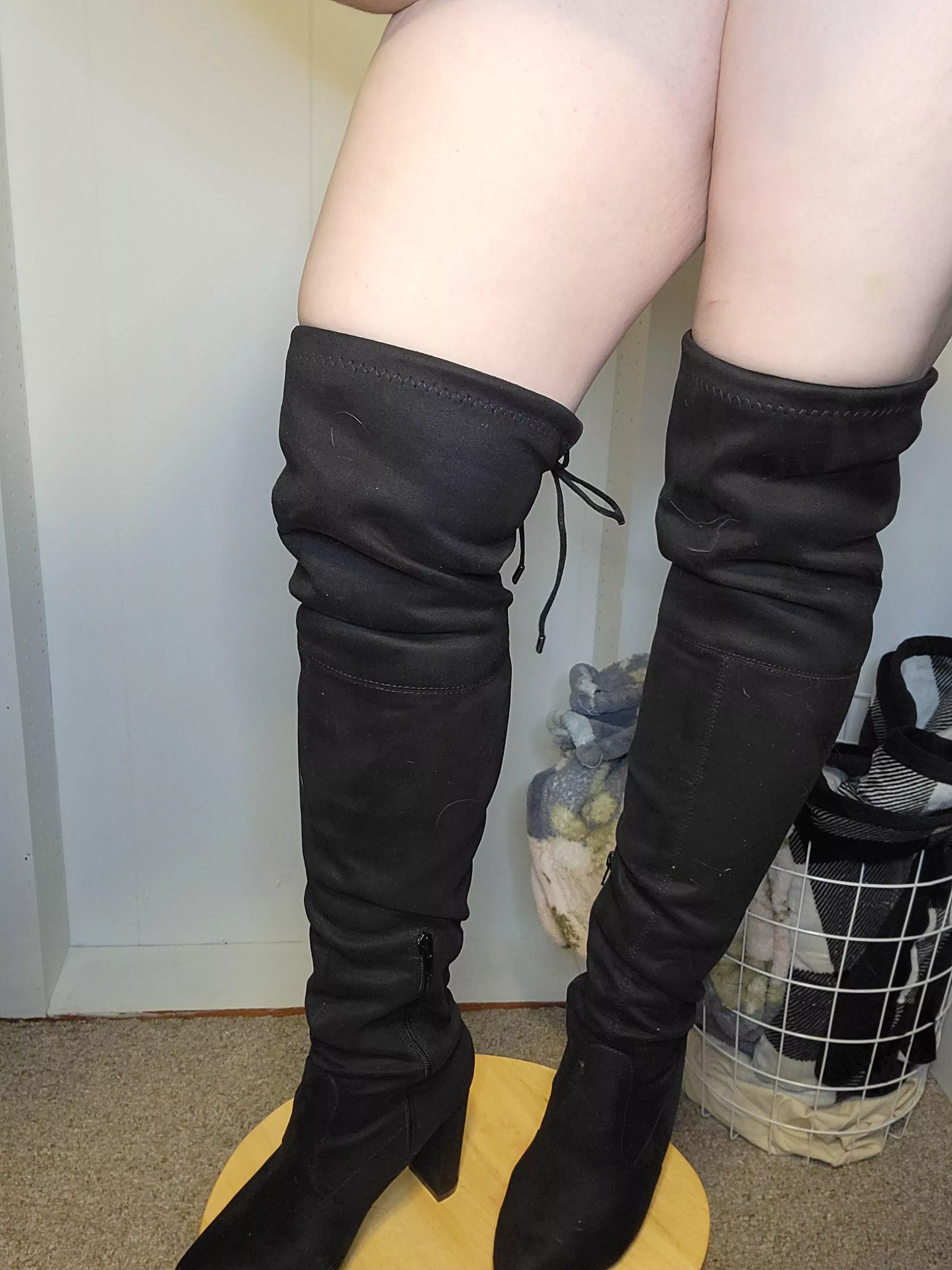 Thunder thighs tied up tight in soft black tall boots (f) posted by aspenames