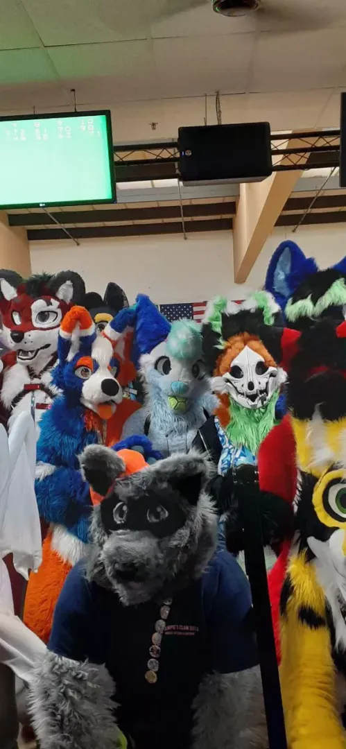 Tidedpod with his fellow furry friends at a furbowl! 🥰🧡💙 posted by TidedPod