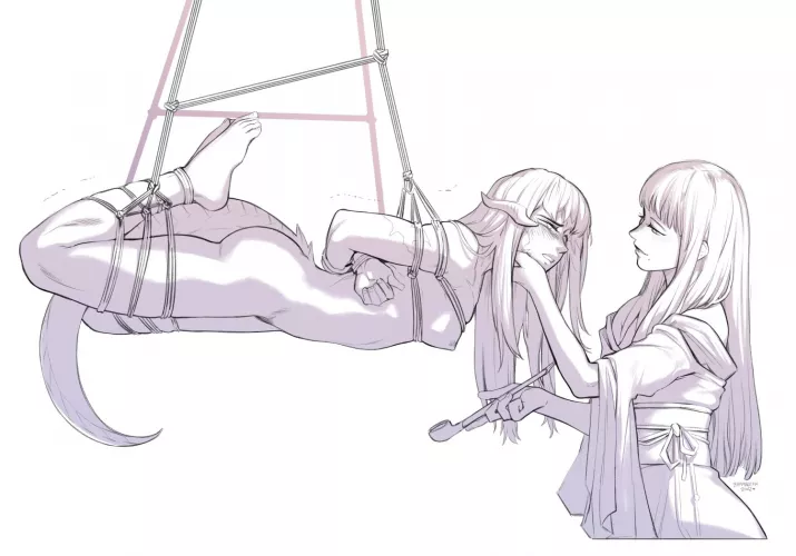 tied up and ready to be used (art by @bramblefix) by transbianslut24