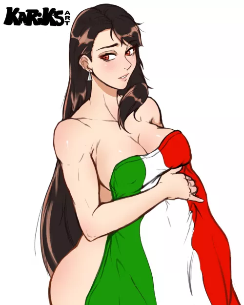 Tifa Lockhart in the Italian flag [Final Fantasy] by casualphilosopher1