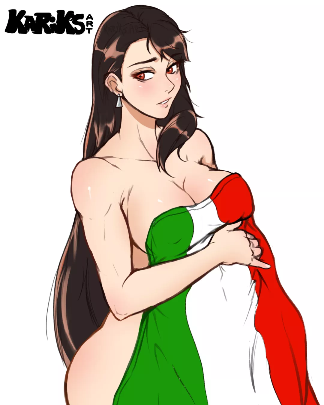 Tifa Lockhart in the Italian flag [Final Fantasy] posted by casualphilosopher1