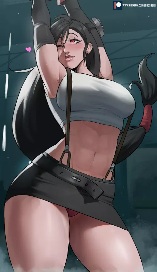 Tifa stretching after battle (Echo Saber) [Final Fantasy] by Kuro-Oji