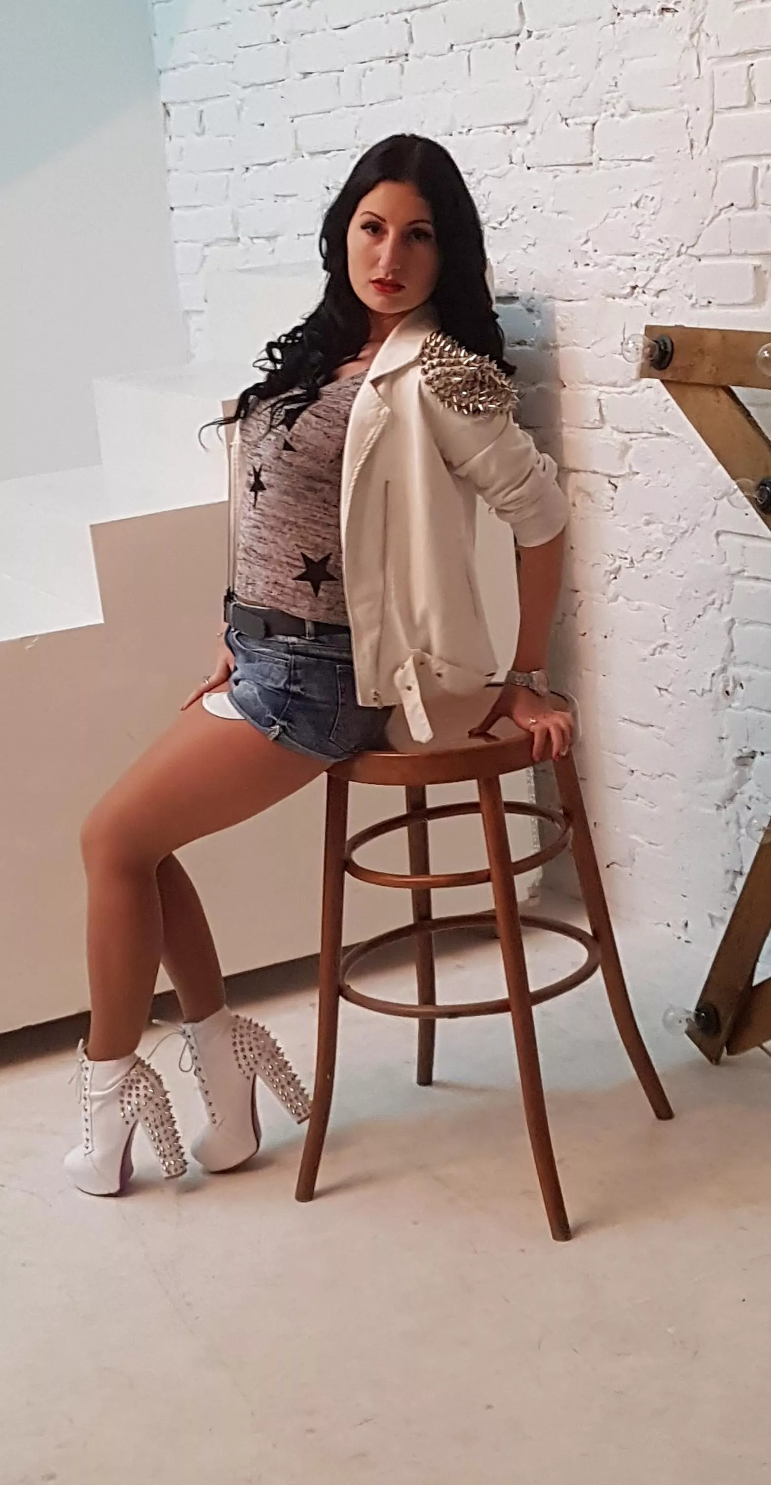 Tight shorts and white high heels 👠 posted by UkraineGirlChat