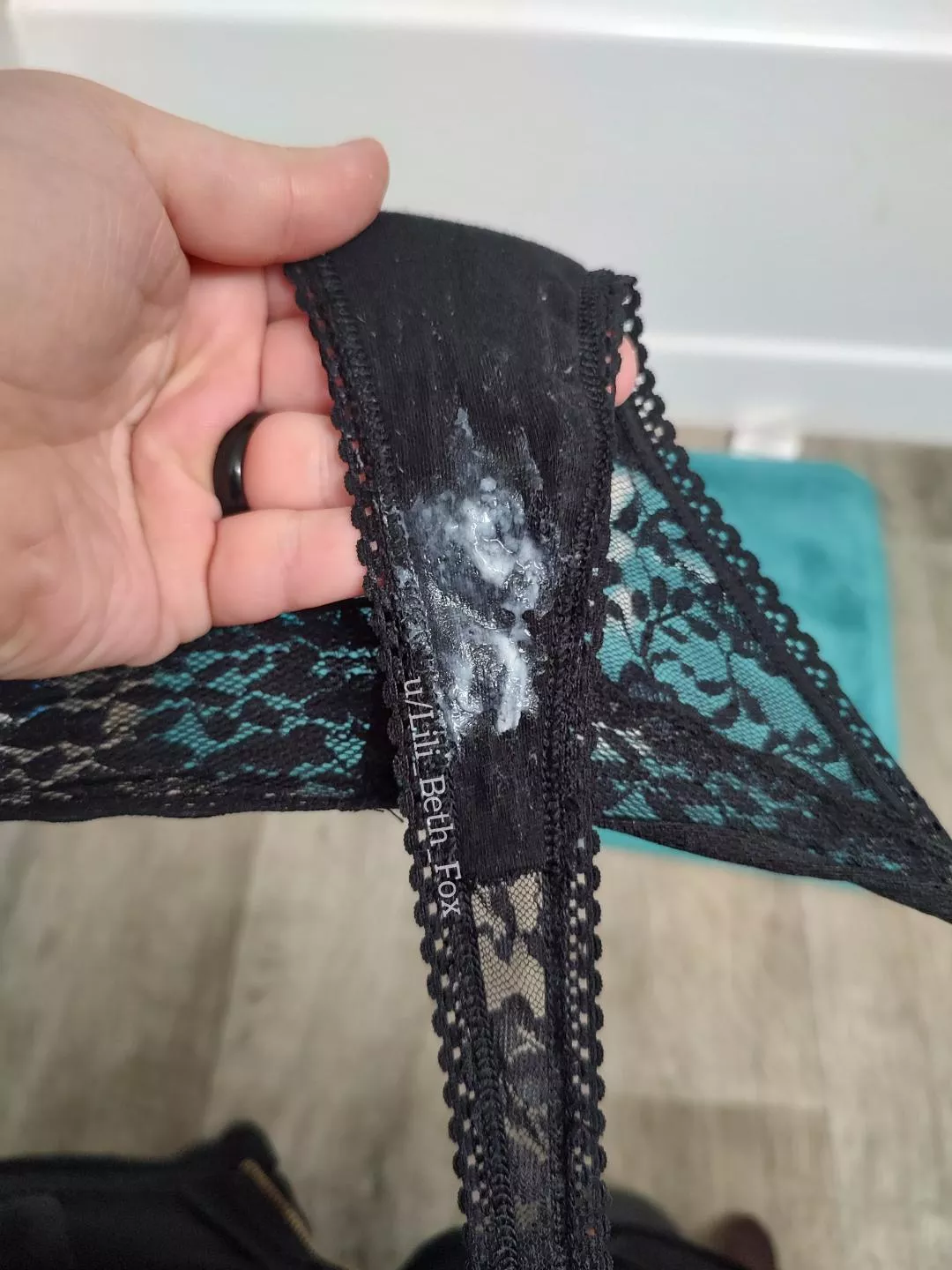 Tiny black panties, creamed by yours truly 😘 [OC] posted by Lili_Beth_Fox