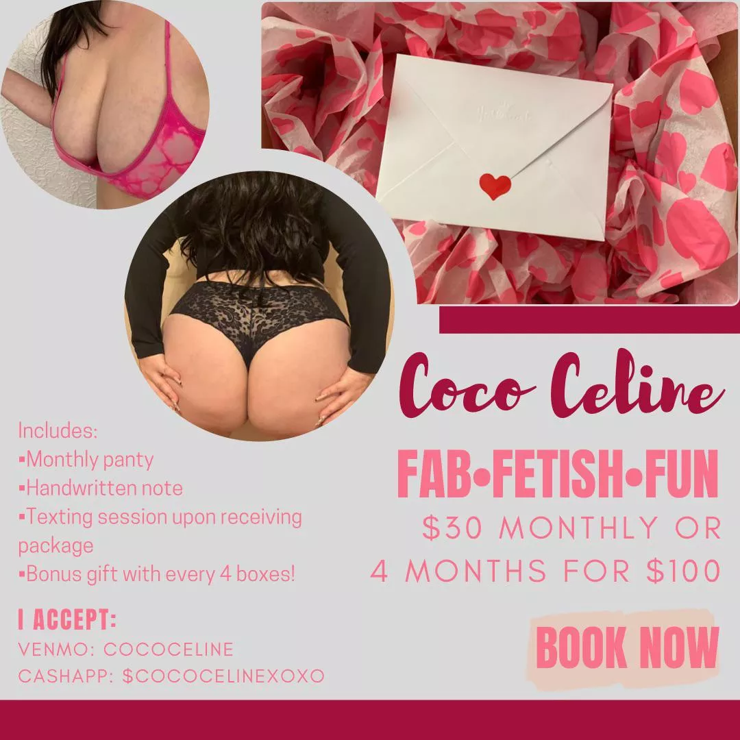 Tired of searching and sneaking for a steady panty supply? 💕 sign up for my panty subscription box! 💕 your pick or dealer’s choice of a panty delivered to your door monthly (or weekly!) 💕 free/discrete US shipping • vac sealed 💕 sign up t posted by cococeline