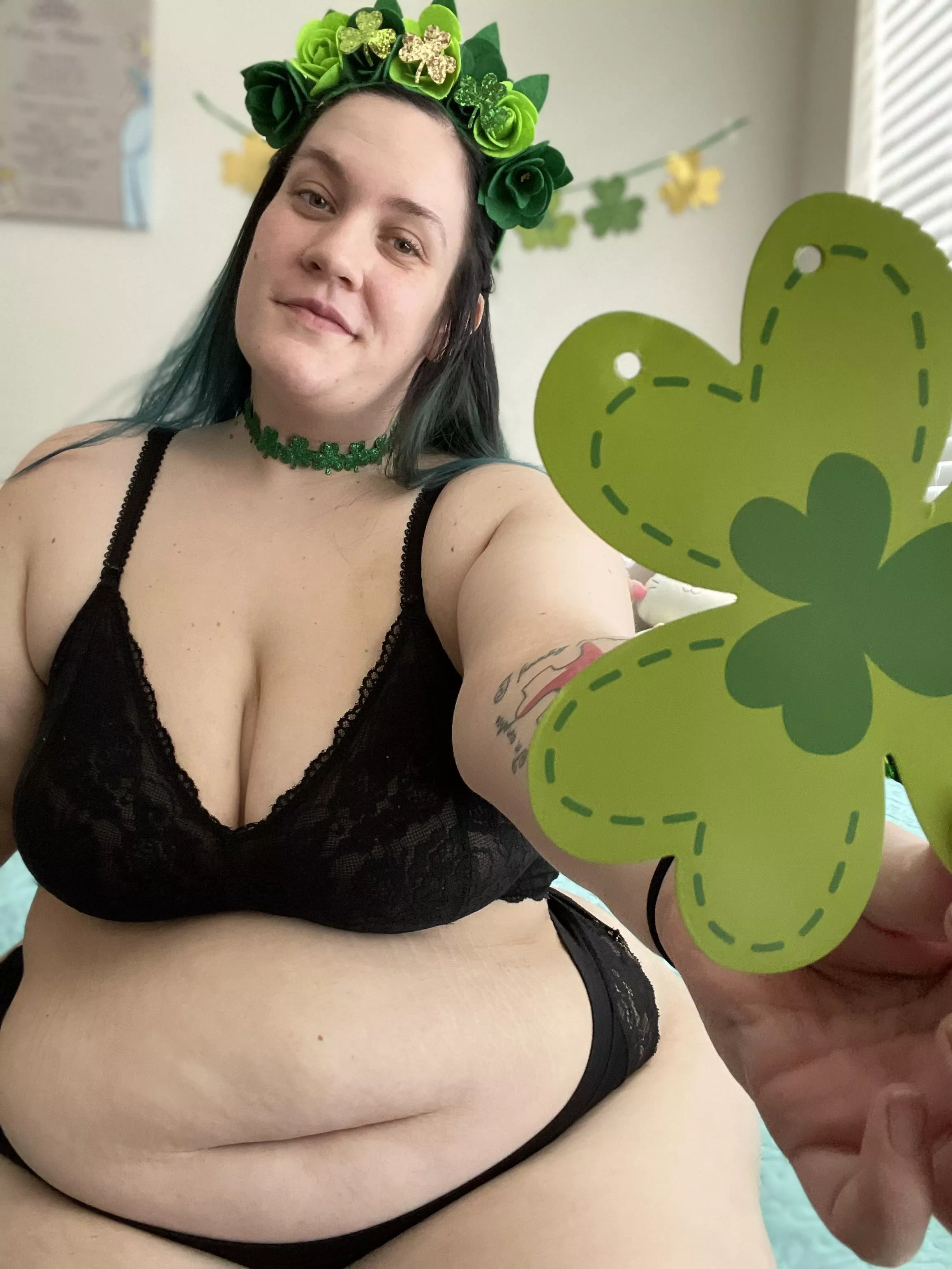 Took my St.Patrick’s day photos today 😈🍀 posted by xohellokitten