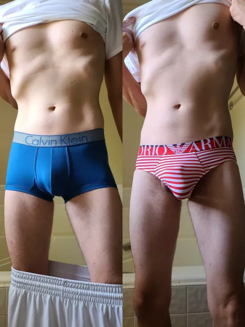 Trunks vs briefs by Katchiicy