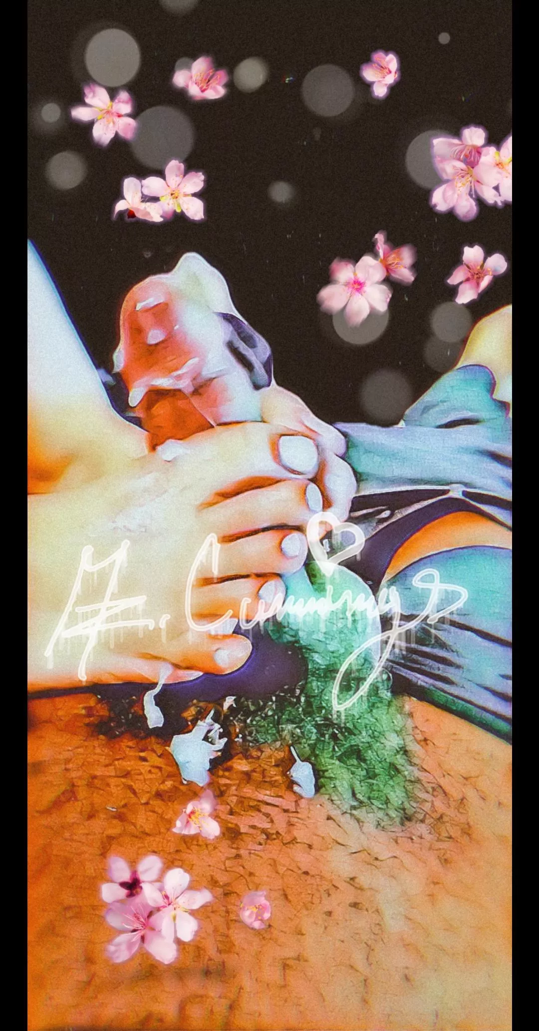 Turned my feet into a sticky mess for this art edit with my neighbor. #realfeet #realcum #size6 #realdick posted by MzCummings