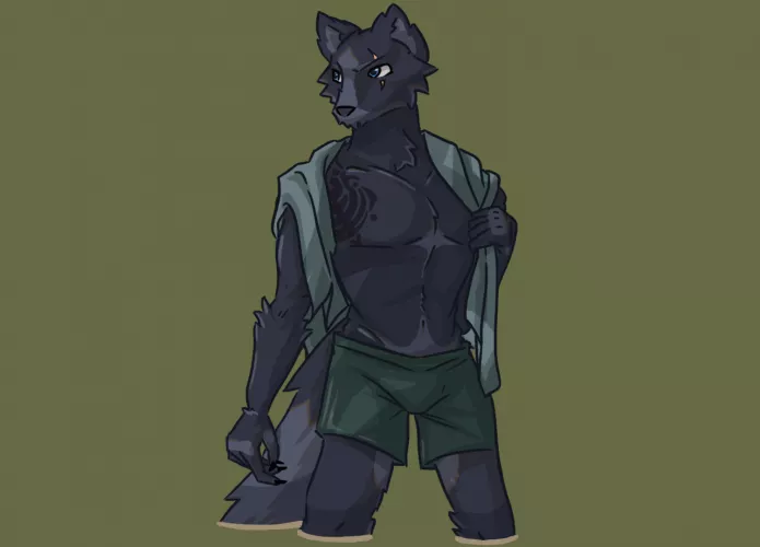Twist the Wolf dries off from a swim! A portrayal of for my new friend u/funky_hellfire's fursona! Hope you love it as much as I loved making it! by Strong_Sock_2092