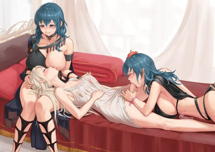 Two Byleths taking care of Futa Edelgard (@zero_0a) by puroporisu