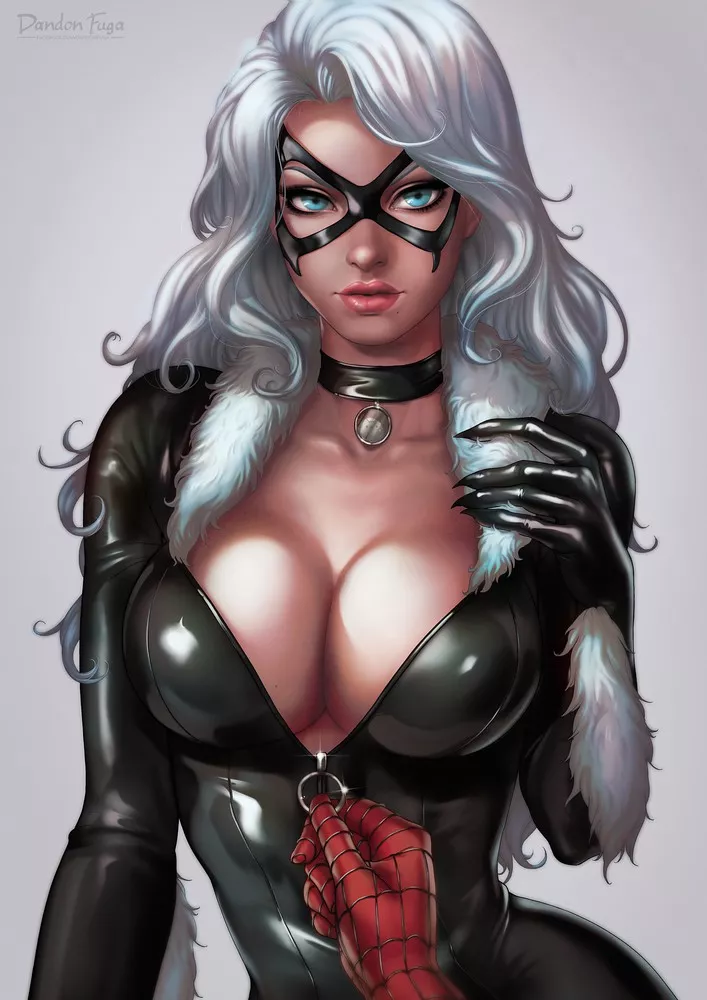 Unzipping Black Cat's Bodysuit (Dandon Fuga) [Marvel] posted by sequence_string
