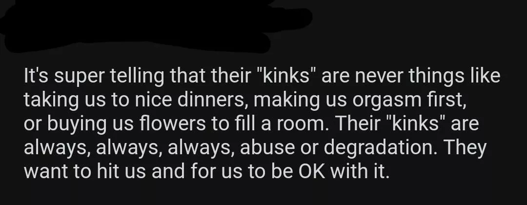 upvote if you gave a kink for buying dinner, flowers or making your partner orgasm first posted by throwaway8817241