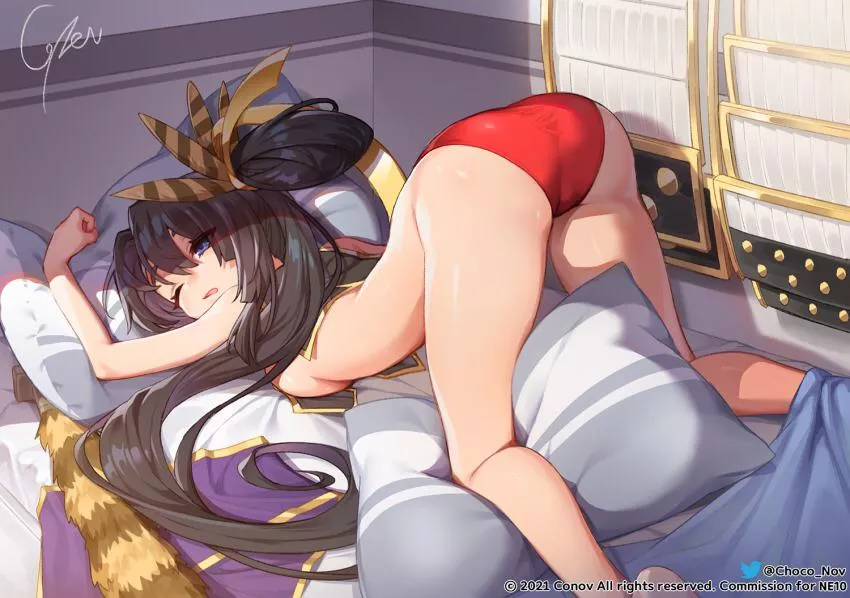 Ushiwaka tired after a long day of being party lead (Konbu) [Fate] posted by tecozahuitl