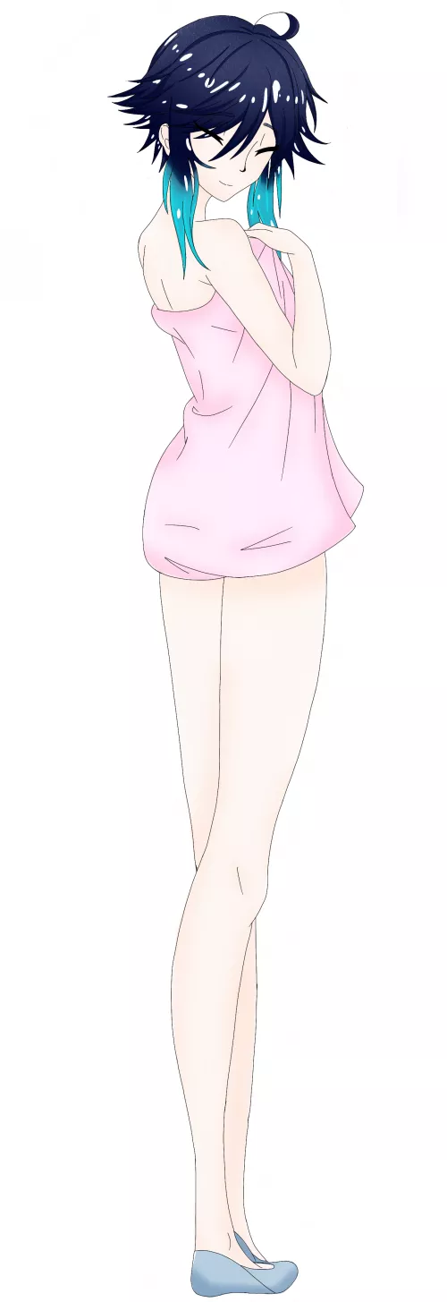 Venti just out of the shower (art by me!) by SnowyInuk