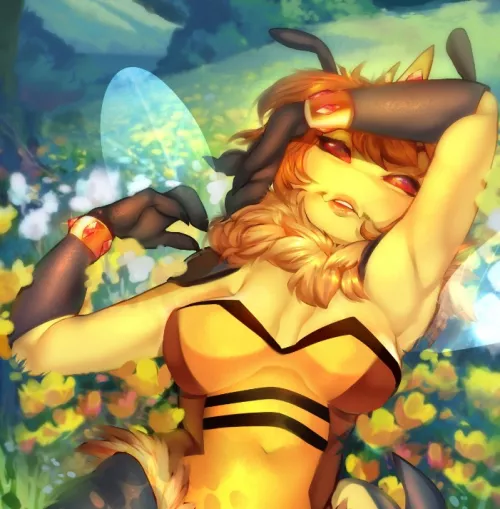 Very sweet commission done! Dont you think bees are just the cutest? ❤ artwork done by me, @moonabel on FA! by GalaxyStrip