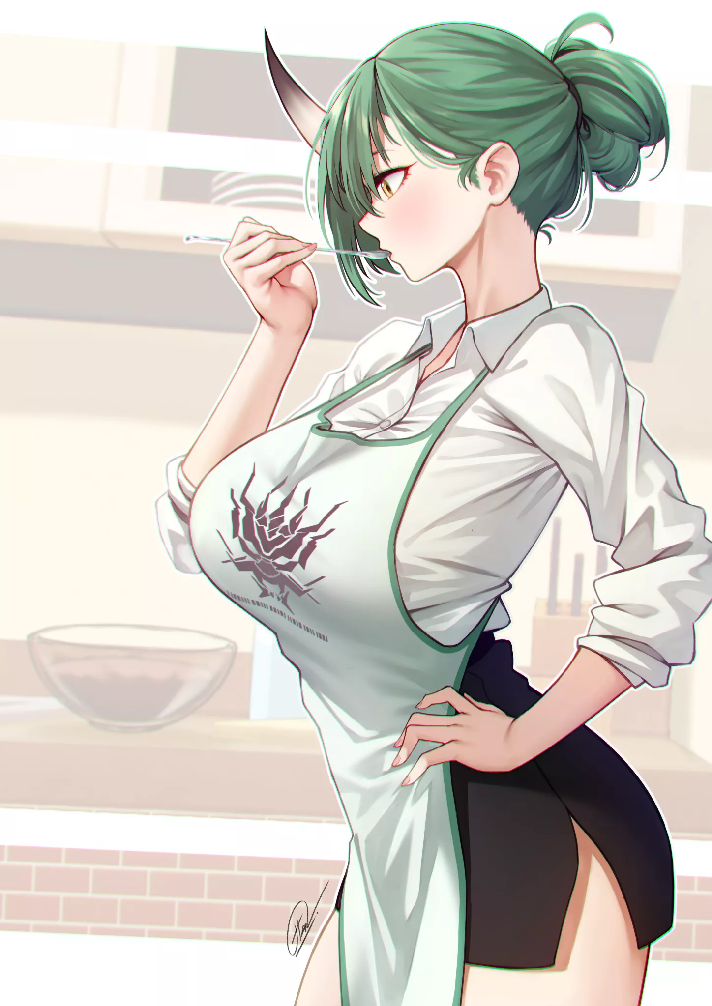 Waifu Hoshiguma preparing a meal (Thore) [Arknights] posted by queshu22