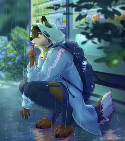 Waiting in the rain (by me @september_foxx on Twitter) by Autumnbadger