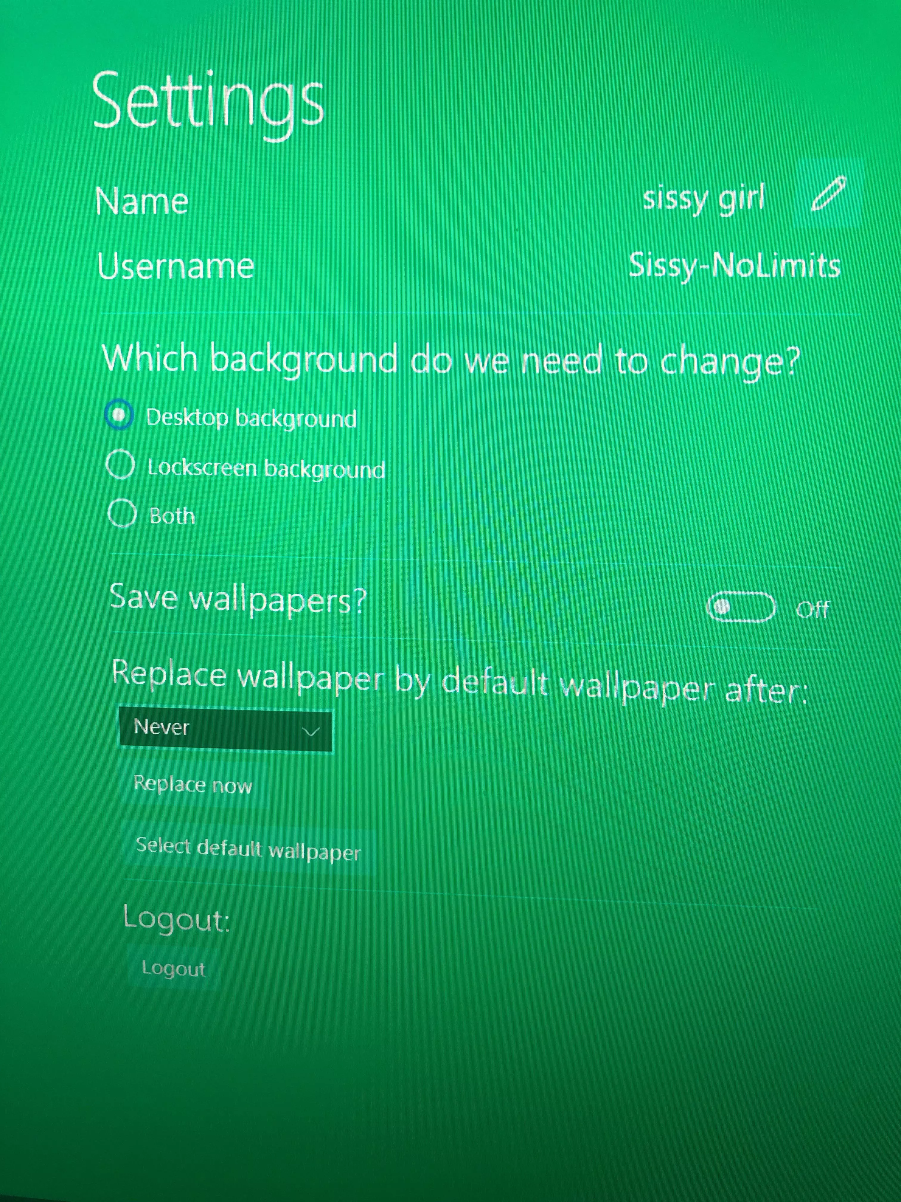 Wallclaimer, change this sissy’s background so she is reminded of her new lifestyle posted by anyonecanseeit