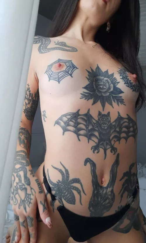 wanna cum on my tits? 💦 free onlyfans 💖 link in comments by inkbabe666