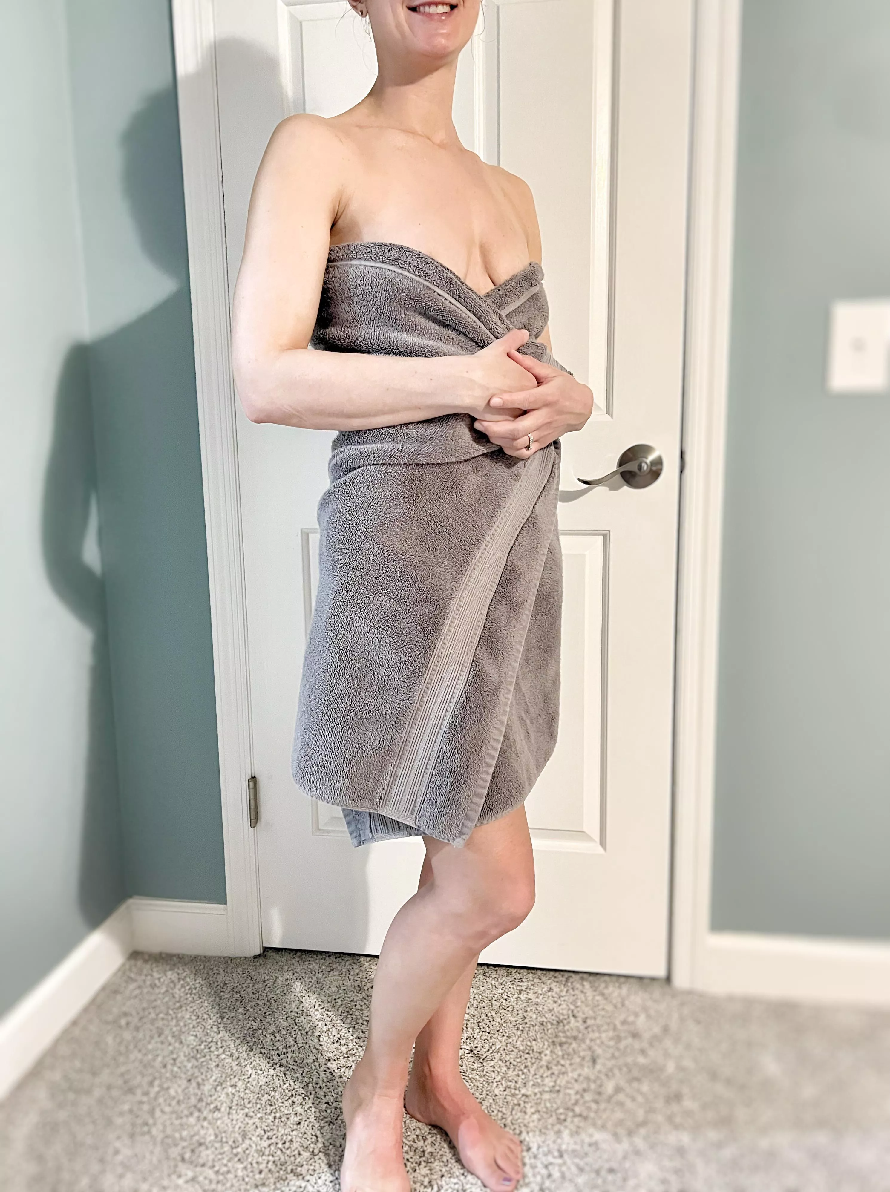 Wearing nothing but a towel and a smile [image] posted by HotFitWife