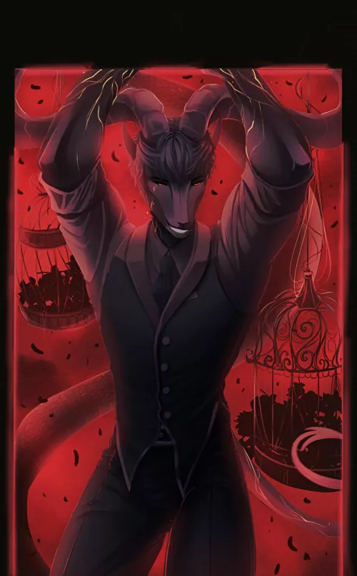 Welcome to Hell (Painting I did of my oc Faust ) by Ayleendeer