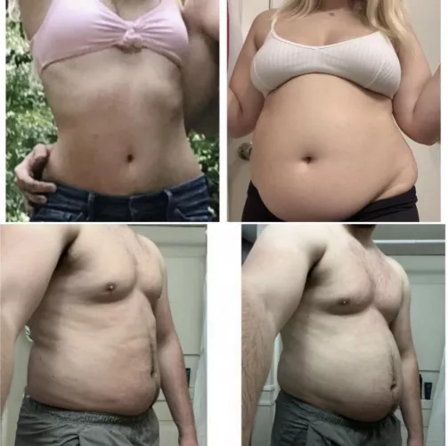 When both you and your girlfriend realize relationships are fattening. Guess our before and after weights! by jamaalsworld434