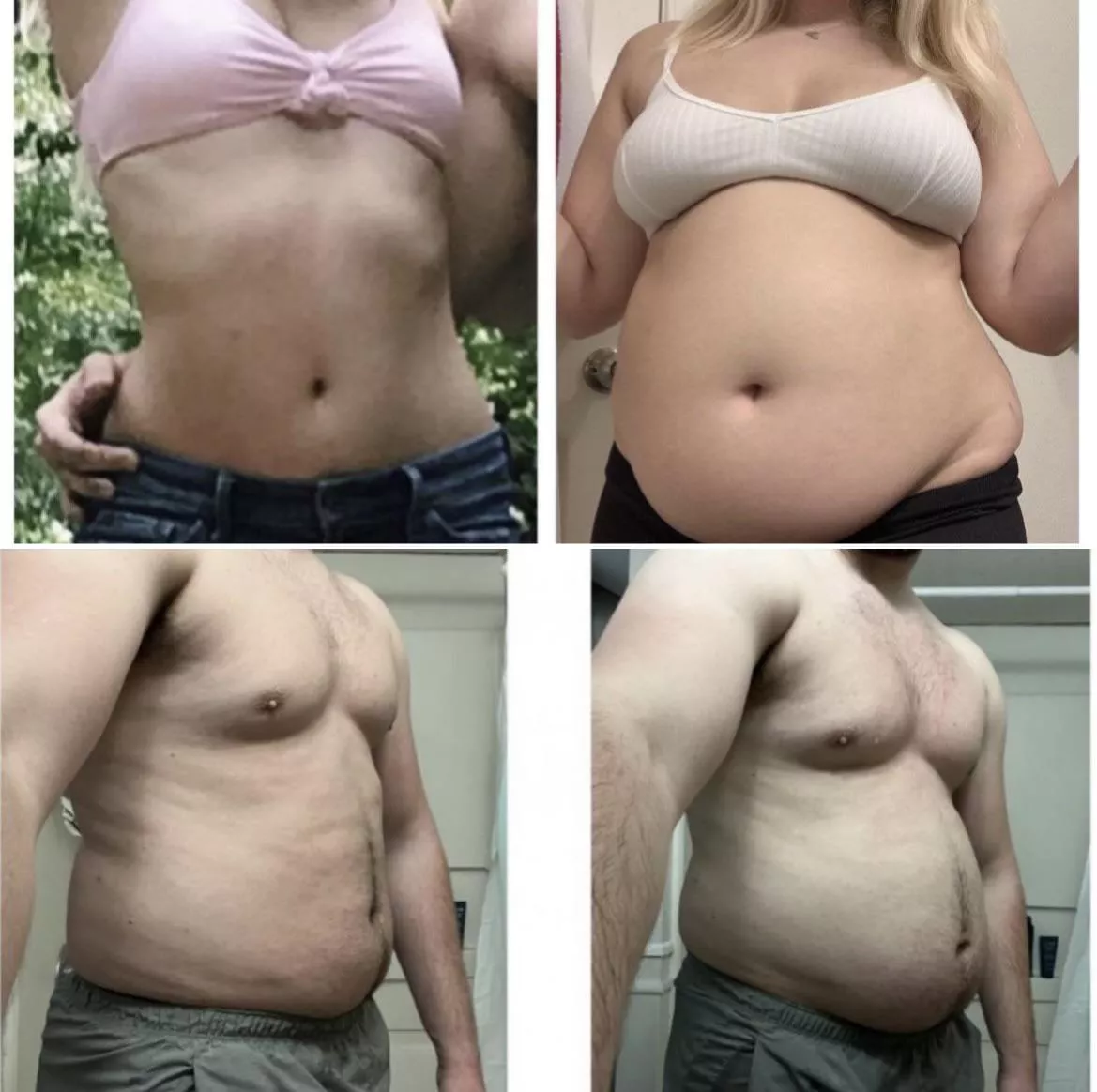 When both you and your girlfriend realize relationships are fattening. Guess our before and after weights! posted by jamaalsworld434