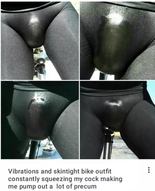 When my precum is flowing really heavy I stop and sit on the bike let my cock pump it out people will actually slow down and take a closer look as they walk very close by me by No-Work-1585
