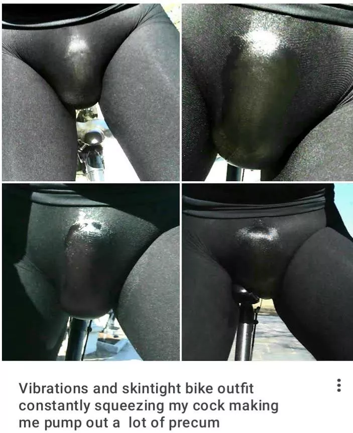 When my precum is flowing really heavy I stop and sit on the bike let my cock pump it out people will actually slow down and take a closer look as they walk very close by me posted by No-Work-1585