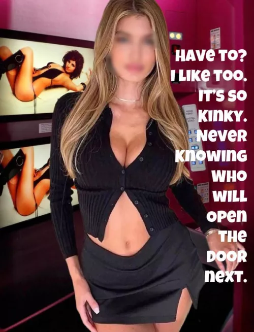 When my wife is asked; “why do you have to go to adult video booths to find men. You’re so hot”. She replies… by ILoveToShareMyWife69