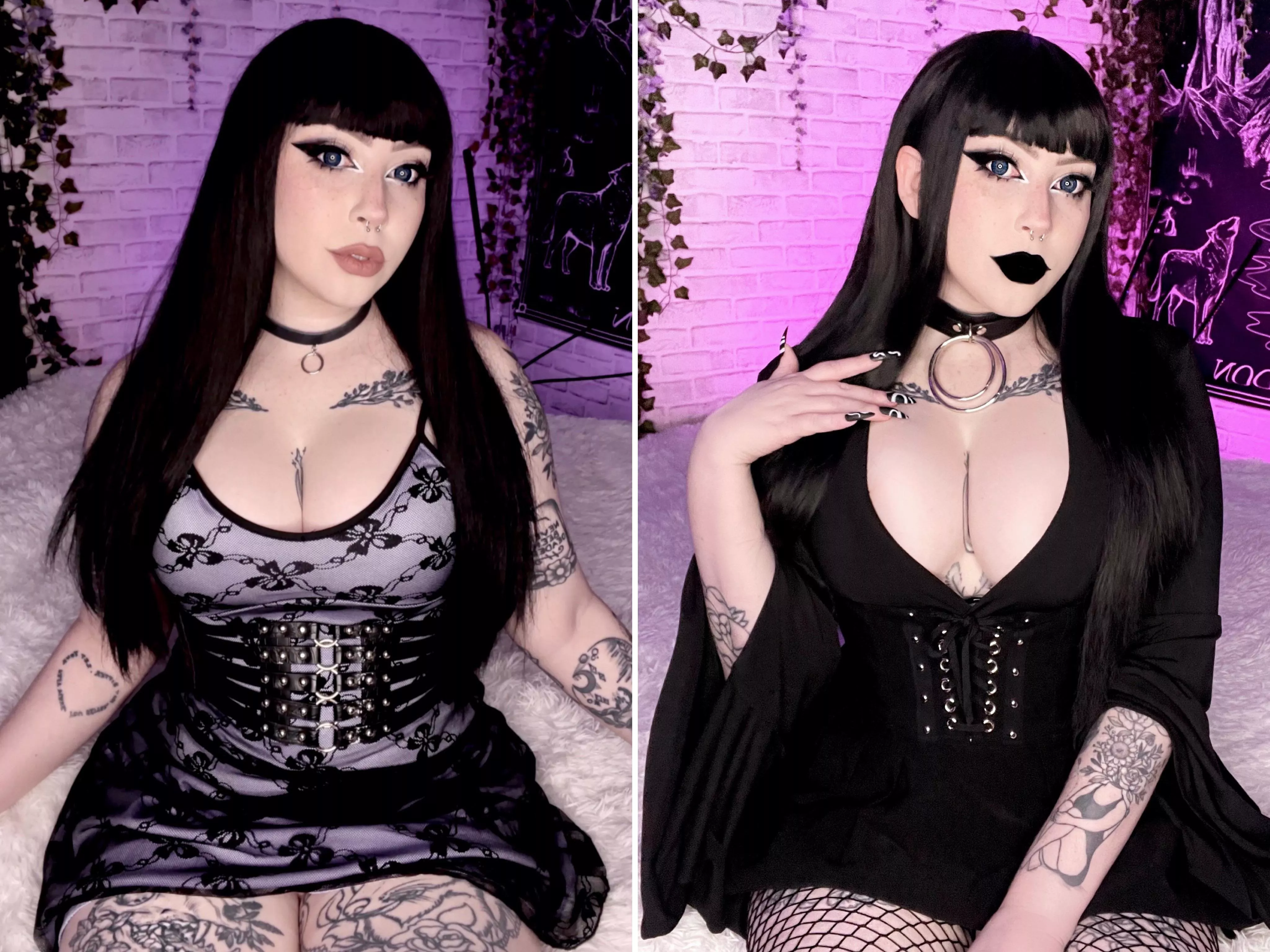 which look do you like better, all black everything or a little bit of color? posted by gothpixi