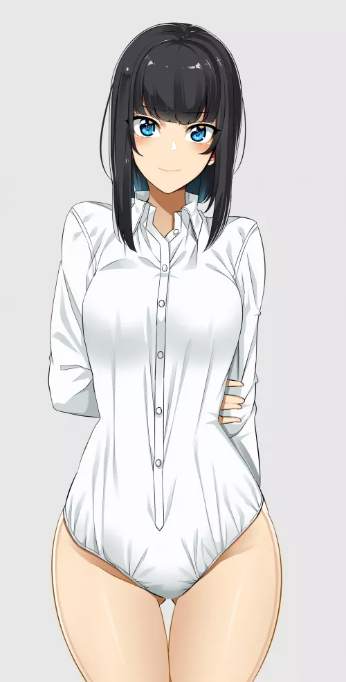 White Collared Leotard Blush (Doko Tetora ) [Original] by sequence_string