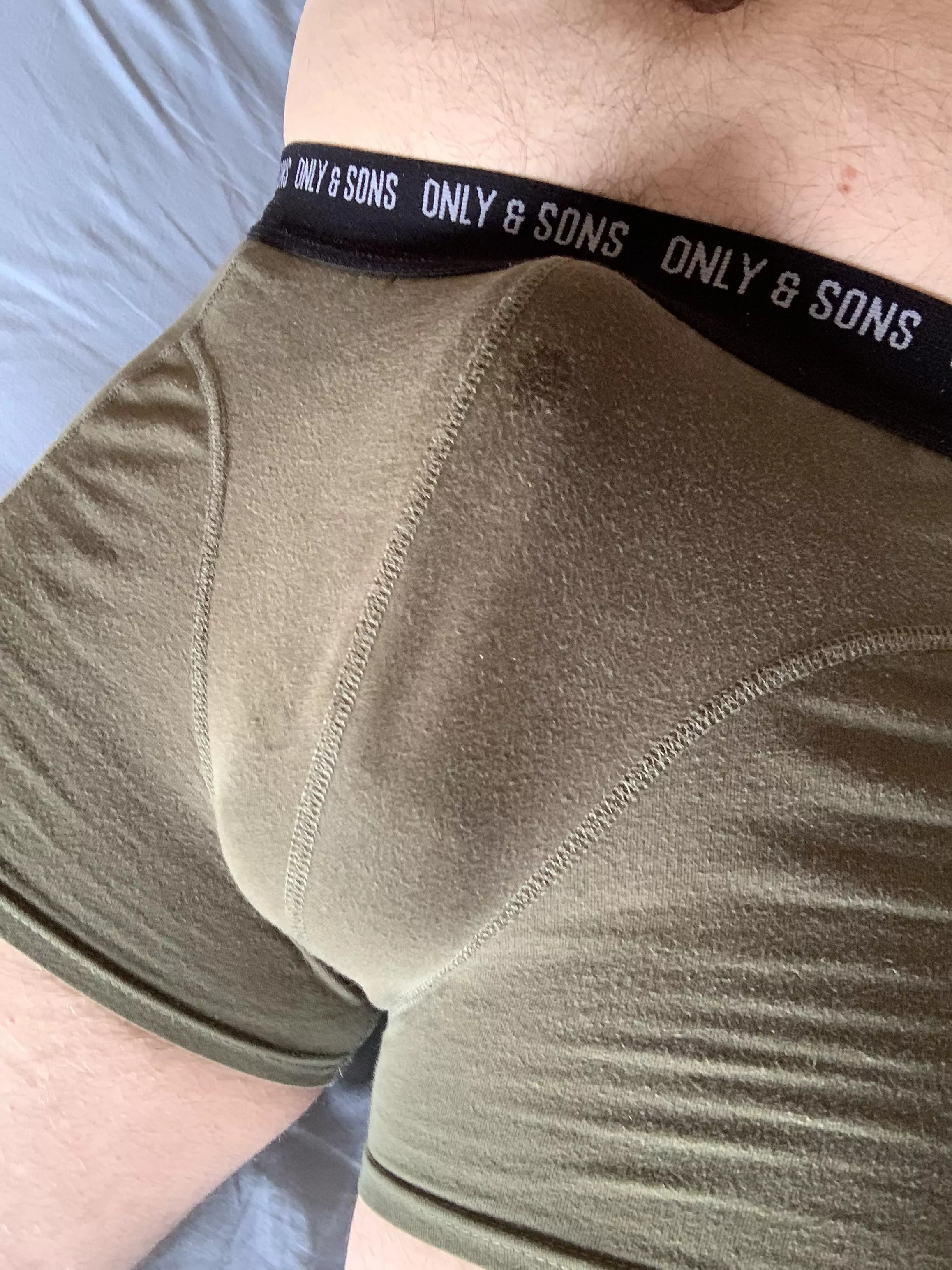 Whoops a little precum leaked onto my boxers. Who wants to drain the rest? DM me posted by Thialfi2205