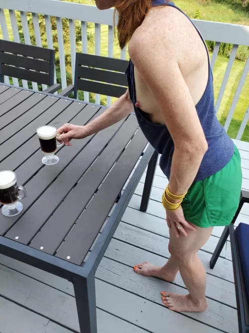 Who's up for tits out coffee? by bralesshotwife