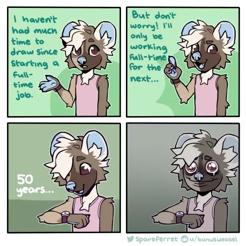 why art's been slow (comic by me, spareferret on twitter) by bonusweasel