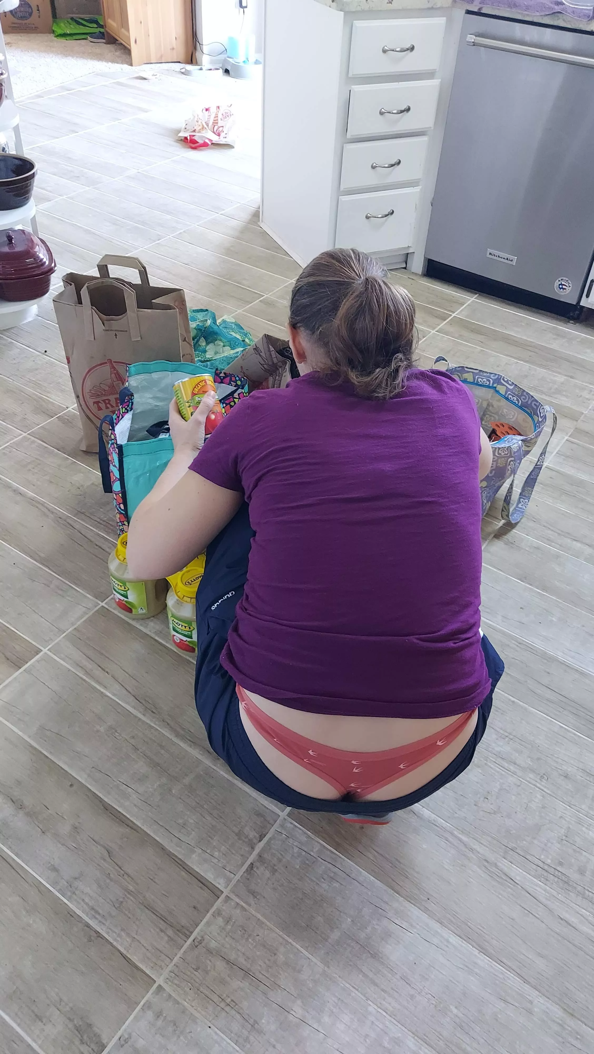 Why is it that the mom of 5 children is always stuck unpacking the groceries after shopping 🤷‍♀️ I think I have an idea to get some help and attention... posted by msjanejenkins