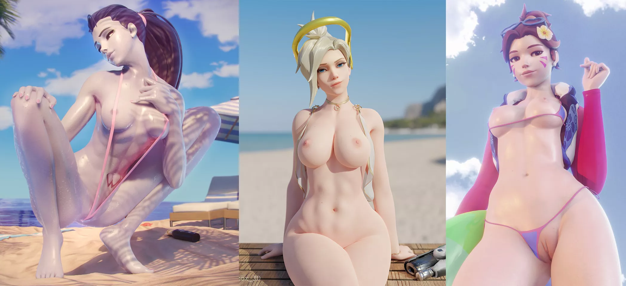 Widowmaker, Mercy & D.Va | Who Served The Best Beach Look? (ForceBallFX, LunchBox3D, Tayra) [Overwatch] posted by Mammoth_Big7016