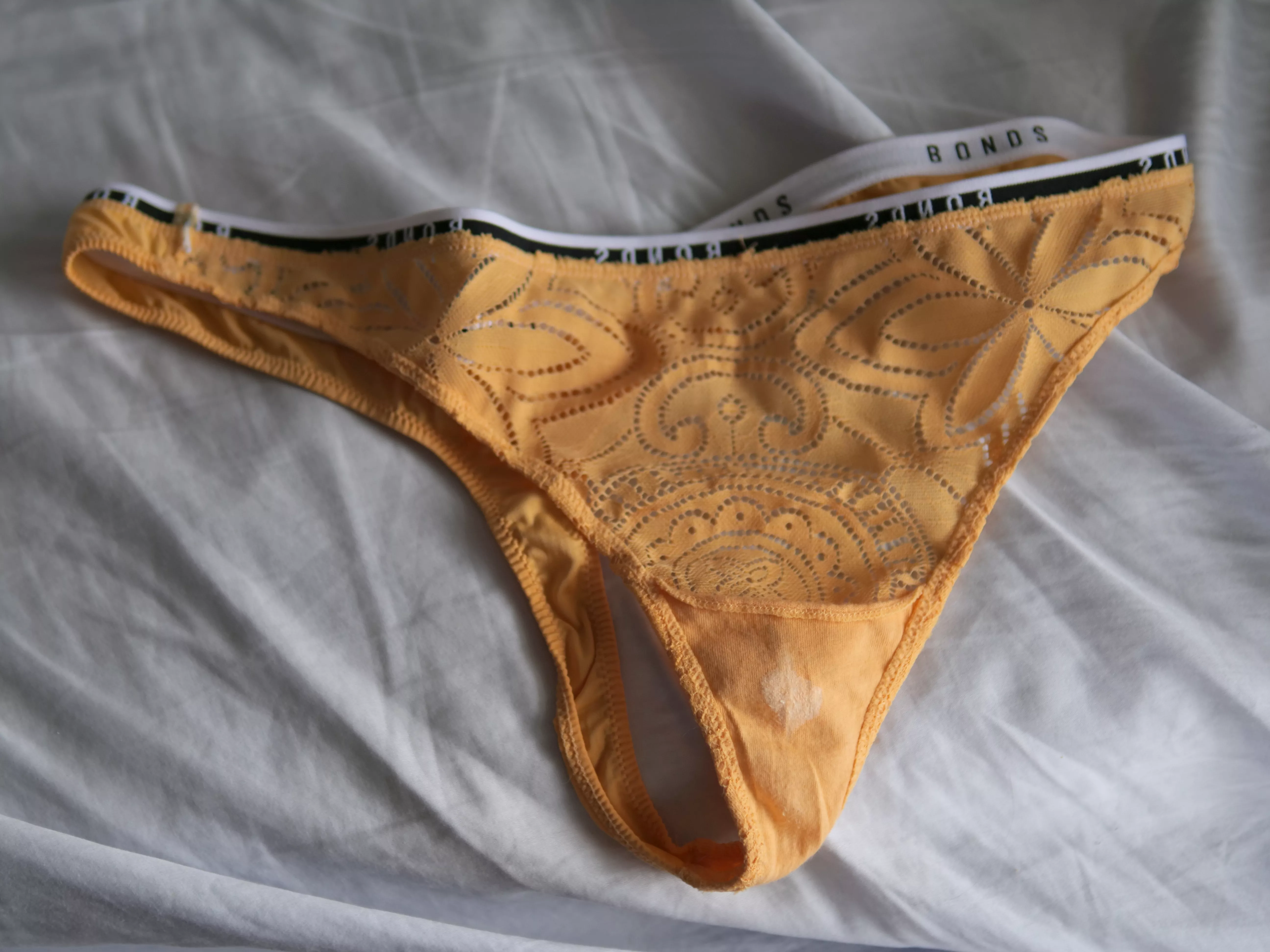 Wife's lacey thong after a day at work under her leggings posted by Cut-Loose37