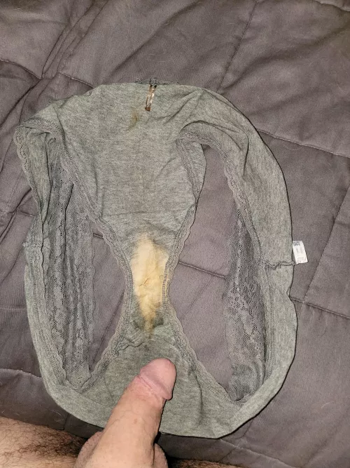 Wifes well worn panties with multiple stains by smalldickhubby2020