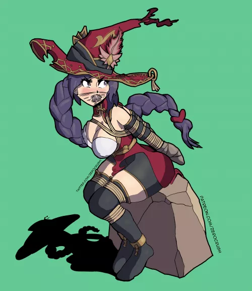 Witch in bondage (OC commission, art by me) by shino1