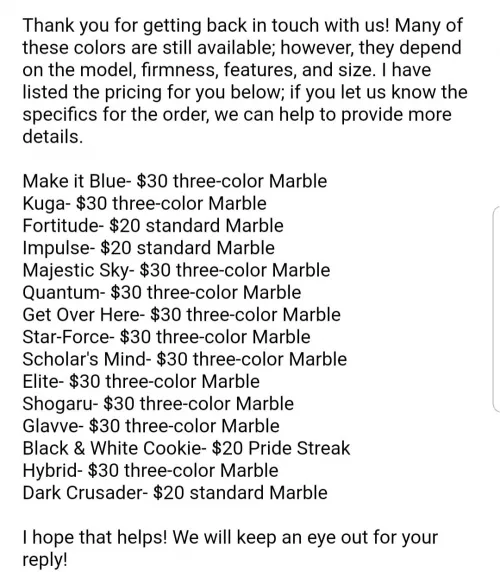 With customs likely dropping next Friday, got confirmation from CS this morning that these past colorations are still available and their prices! For all you newbies out there! by skrooker