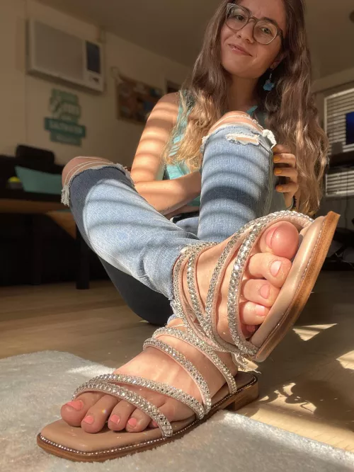 Would you be able to resist staring at my sparkly sandals in public? 🙈💕 by lil-athena
