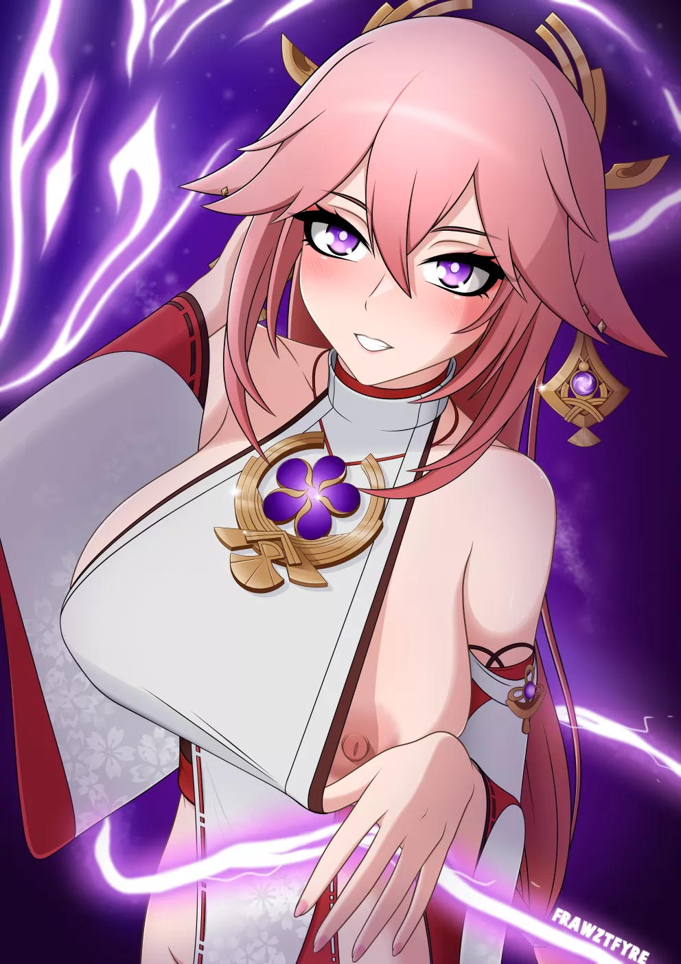 Yae giving a peek (FrawztFyre) posted by FrawztFyre