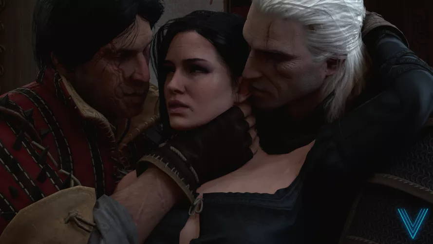 Yennefer with Geralt & Eskel (The Vice) by Kuro-Oji