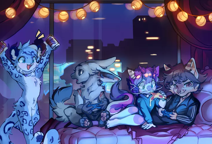Yo look at those party animals !!! (owner:cinemapizzas on twitter , artist:Sharnyer ) by cinemapizzas1