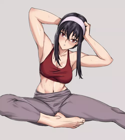 Yor Forger doing yoga at the gym (shadertoons) [SPY×FAMILY] by queshu22