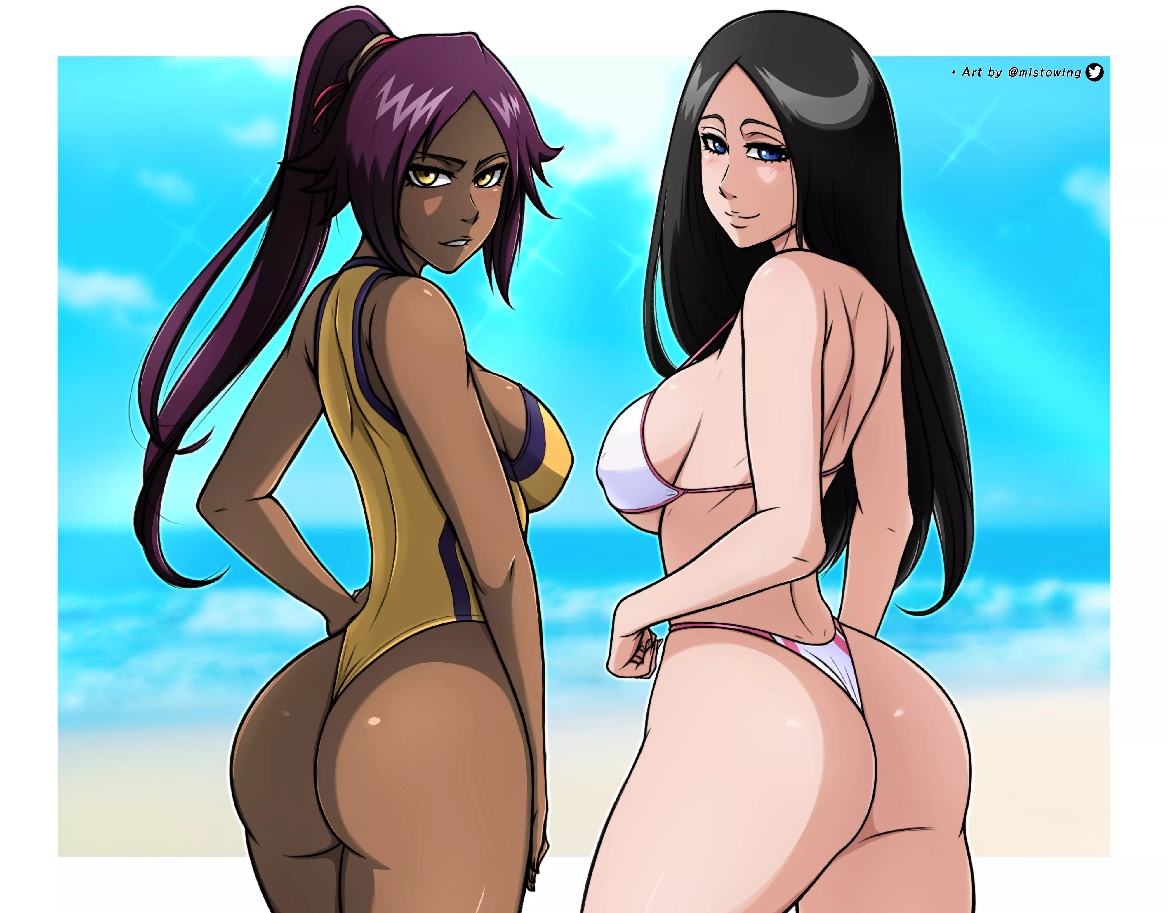 Yoruichi and Unohana (drawn by me @mistowing) posted by Mistowing