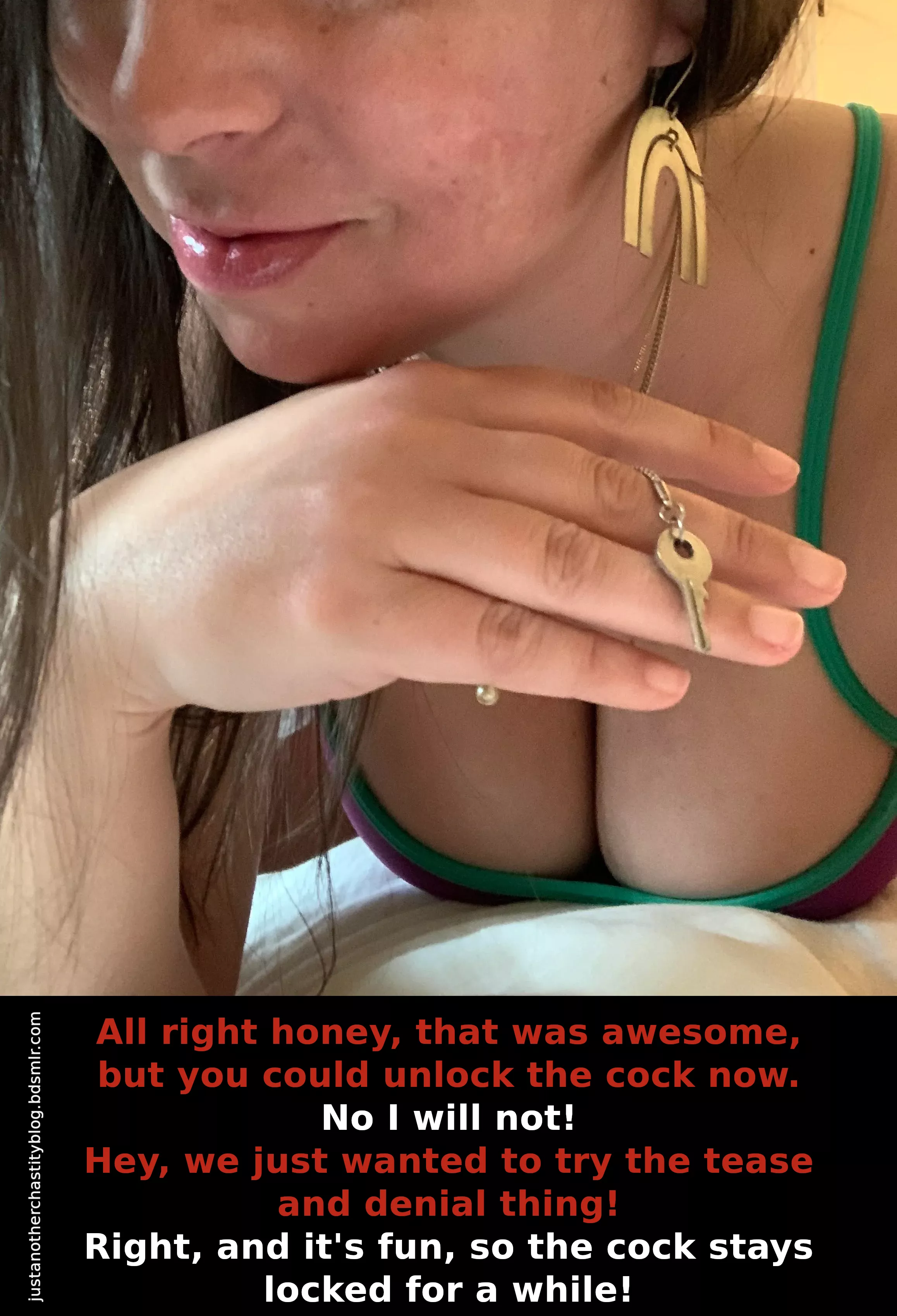 You just wanted to try it once? Well, tough luck if she likes it ;) posted by justchastityblog