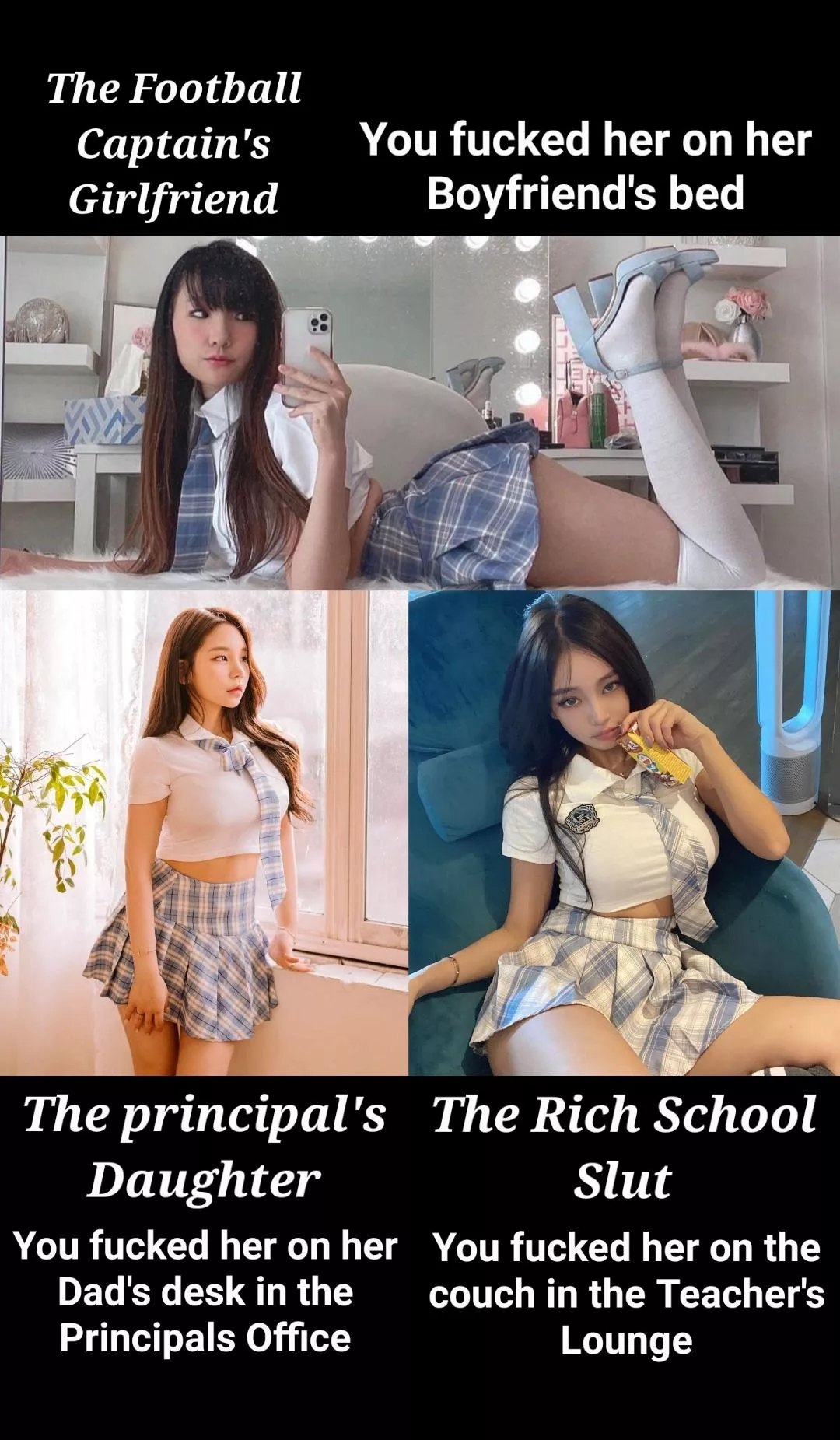 You reminisce the three best fucks you had throughout this school year. Who was the most fun? posted by Mr_MakeitNasty